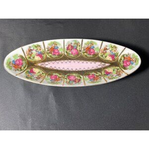 Vtg Fragonard Royal Vienna Porcelain Courting Couples Love Story Oval Trinket Ca